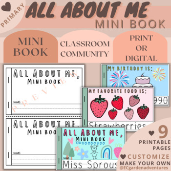 Preview of All About Me CUSTOMIZABLE Mini Book - Personalized and Customized Booklet