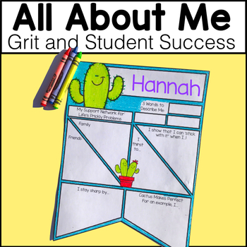 Preview of All About Me Cactus Pennant - Grit and Student Success