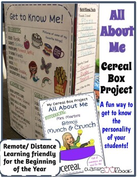 Preview of All About Me: Cereal Box Project, In Class or Distance/Remote Learning!