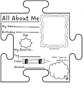 Preview of All About Me Classroom Puzzle Piece