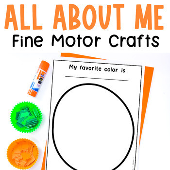 Preview of All About Me Crafts, Fine Motor Tear Art All About Me Worksheets Kindergarten
