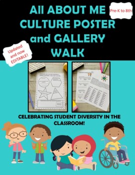 Preview of All About Me Culture Diversity Multicultural Poster Gallery Walk ESL *EDITABLE*