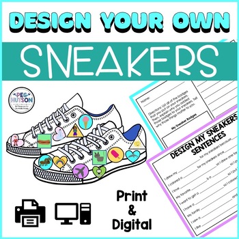 Preview of All About Me Design Your Own Sneakers Writing Activity Print & Digital