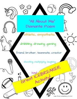 Preview of All About Me Diamante Poem Icebreaker Writing