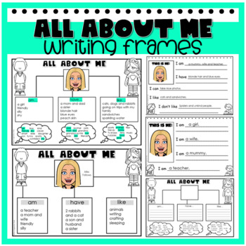 Preview of All About Me Differentiated Scaffolded Writing Frames Back to School Editable