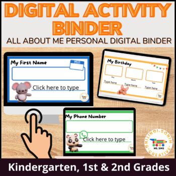 Preview of All About Me Digital Activity Binder | Pre K - 12