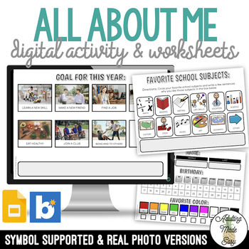 Preview of All About Me Digital Activity & Worksheets SS
