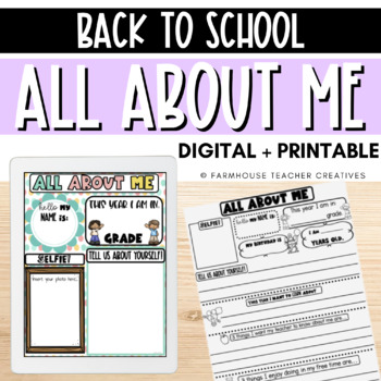 Preview of All About Me - Digital - Back To School Activity
