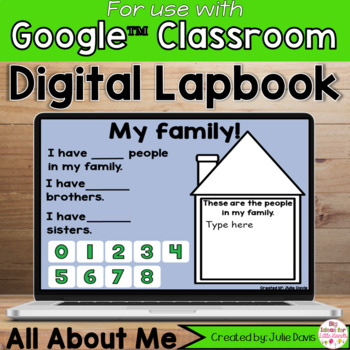 Preview of All About Me Digital Google Slides - Kindergarten 1st Grade Writing Project
