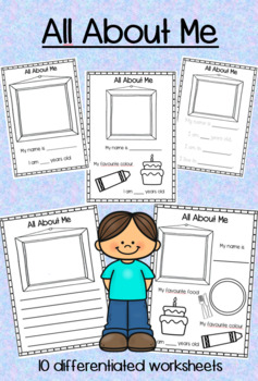 All About Me - Drawing/Writing Worksheets by Lively Little Learners 123