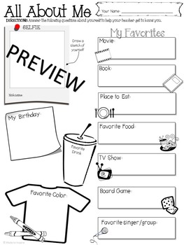 Preview of All About Me FIRST DAY OF SCHOOL Activity Icebreaker