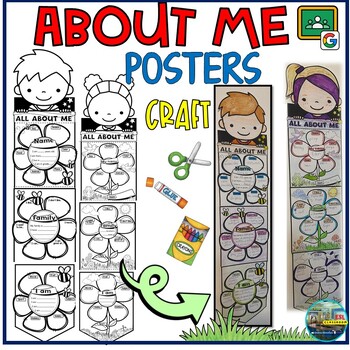 Preview of All About Me FLOWERS Poster Banners Craftivity/DIGITAL