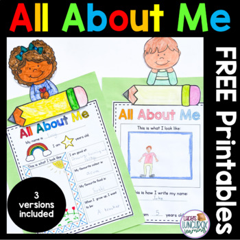 All About Me - FREE printable! by Lucy's Lunchbox Learning | TpT