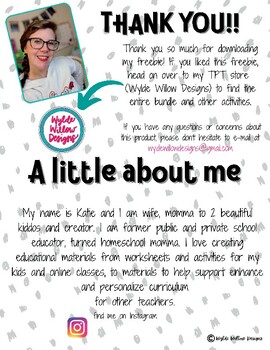 All About Me FREEBIE by Wylde Willow Designs | TPT
