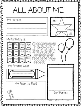 All About Me FREEBIE - NO PREP - HANDWRITING - KINDER - 1st - 2nd - 3rd