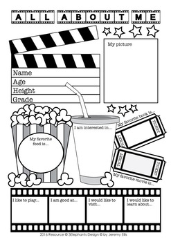 all about me film theme by 3elephants teachers pay teachers