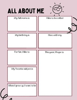 Preview of All About Me- First Day Activity