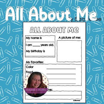 All About Me - First Day of School Activity | TPT