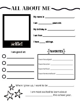 All About Me | First Day of School Activity | Get to Know Me | TPT