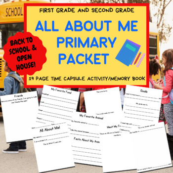 Preview of Back to School Memory Book Kindergarten, First, Second, Third All About Me