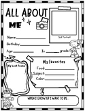 All About Me, First Week Back to School Art and Writing Activity