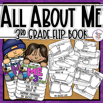 Preview of Back to School All About Me Flip Book - 3rd Grade Coloring & Writing Activities