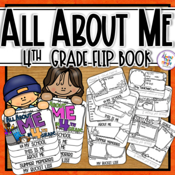 Preview of Back to School All About Me Flip Book - 4th Grade Coloring & Writing Activities