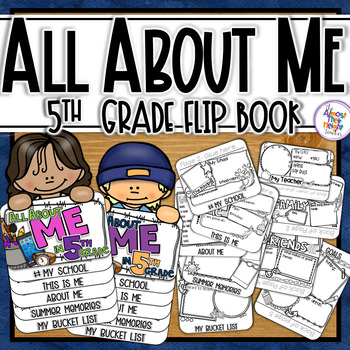 Preview of Back to School All About Me Flip Book - 5th Grade Coloring & Writing Activities