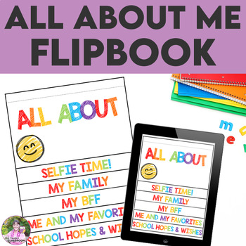 Preview of All About Me Flip Book for Back to School Print and Digital