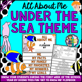 Preview of All About Me Flipbook (Under the Sea Theme Flip book) Back to School Activity