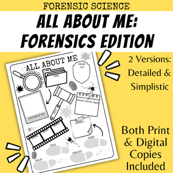 Preview of All About Me Forensic Science Themed Engaging Activity