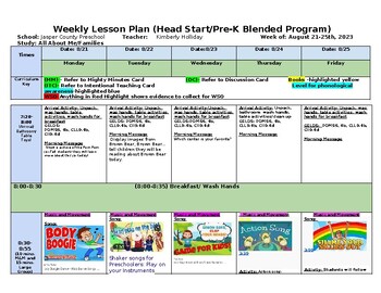 Preview of All About Me GA Pre-k Lesson plan