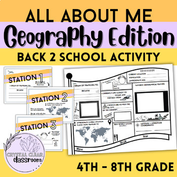 Preview of All About Me GEOGRAPHY First day of School Get to know you Activity!
