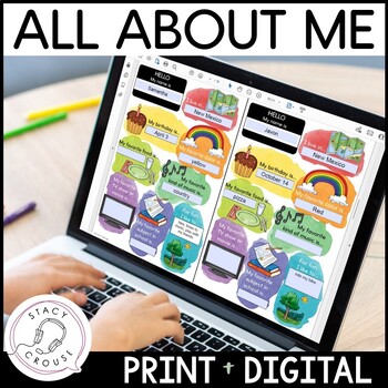 Preview of All About Me Speech Therapy Get To Know You Activity Teletherapy Print + Digital