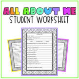 All About Me / Get to Know Me Worksheet | Print & Digital 