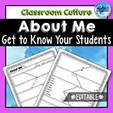 All About Me - Get to Know Your Students EDITABLE