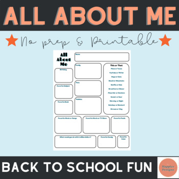 All About Me - Getting to Know You - Back to School Activity | TPT