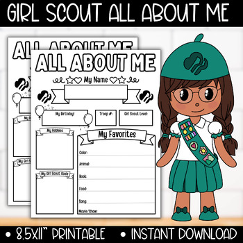 Preview of All About Me Girl Scout Activity, New Member Introduction, First Meeting of Year