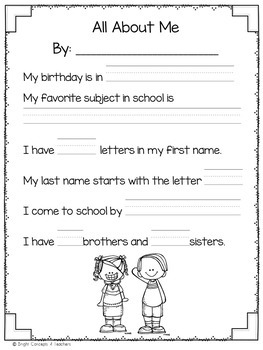 All About Me Glyph by Bright Concepts 4 Teachers | TpT