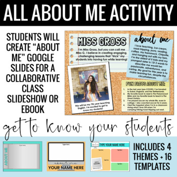 Preview of All About Me Google Slides Activity + Class Slideshow/Ebook - Back to School