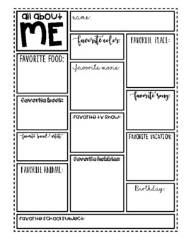 All About Me Graphic Organizer By Krw S Korner Tpt