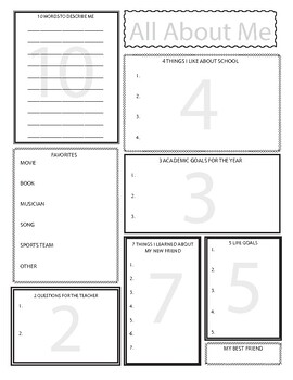 All About Me Handout by Jaime Shafer | TPT
