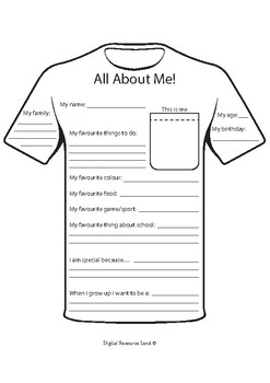 All About Me - Hanging Banner/Shirt - 2 Versions by Digital Resource Land