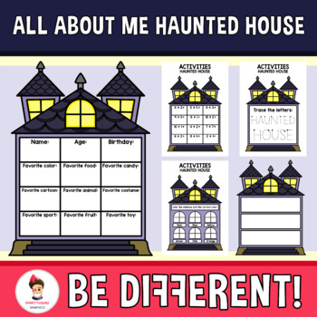Preview of All About Me Haunted House Clipart Halloween Activities Templates