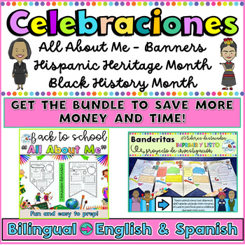 Preview of All About Me  Hispanic Heritage Month Flap Book Black History Month Bundle