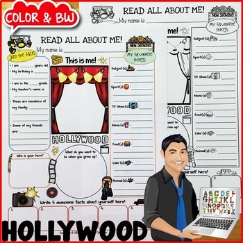 Preview of All About Me Hollywood Theme {Dollar Deals Paper/Poster/Printable/Worksheet}