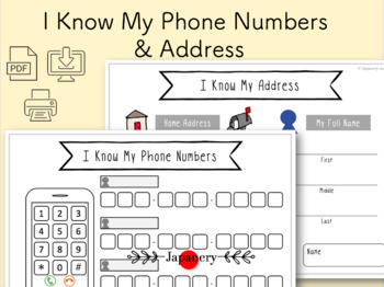 Preview of All About Me: I Know My Address and Phone Numbers [Safety Unit]