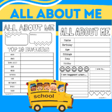 All About Me: Ice Breaker for 1st Day of School, Back to S
