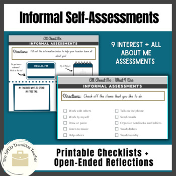 Preview of All About Me Informal Self-Assessments