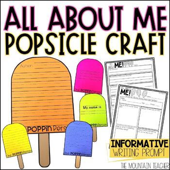 Preview of All About Me Writing Prompt with Popsicle Craft Back to School Bulletin Board